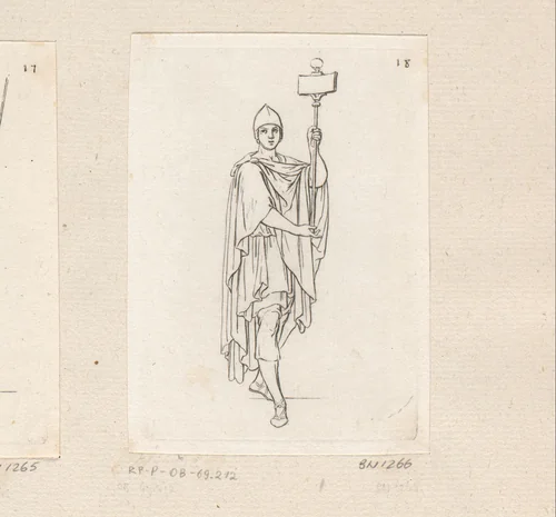 Man met helm en veldteken by Sébastien Leclerc, print, 1706