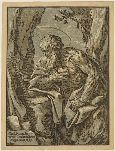 Saint Jerome by Bartolomeo Coriolano, print, 1637