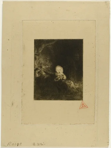 Monk at Prayer by Charles-Émile Jacque, print, 1843