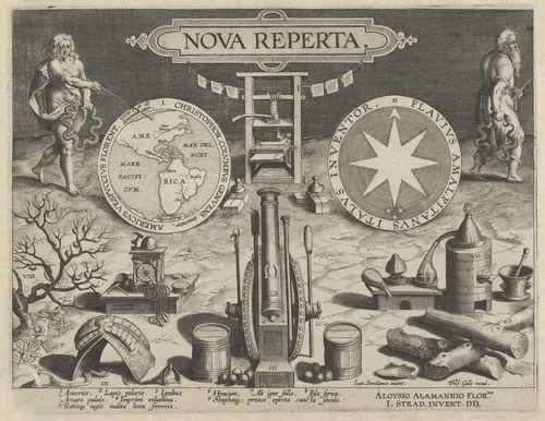 New Inventions of Modern Times [Nova Reperta], Title Plate by Jan Collaert, print, 1595-1605
