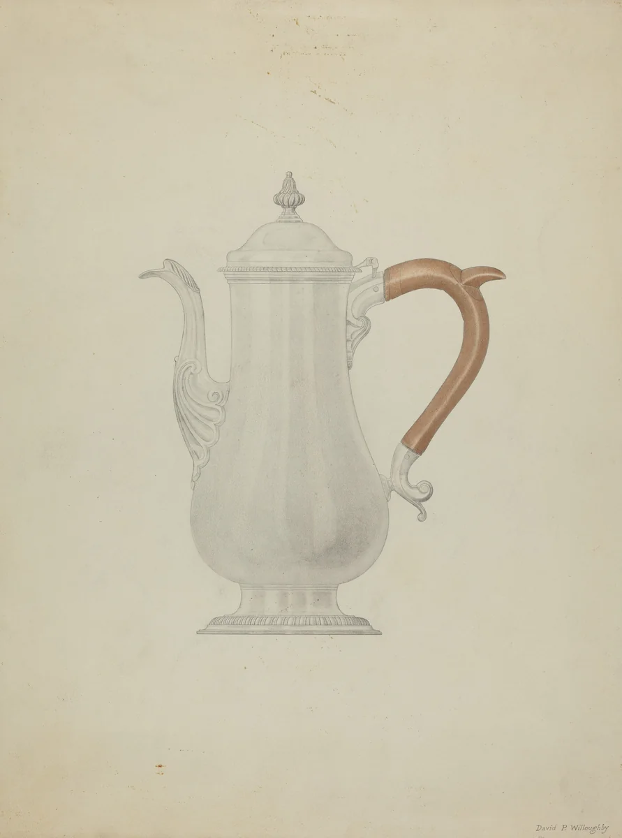 Silver Teapot by David P Willoughby, index of american design, 1935-1942