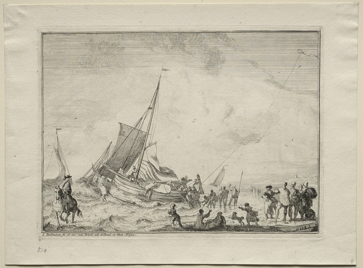 Launching a Ship by Ludolf Backhuysen, other, 1701