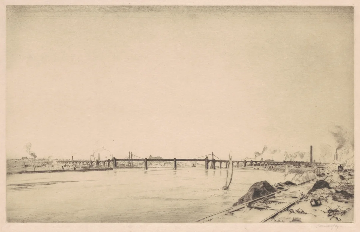 Runcorn Bridge by J. Hamilton Hay, print, 1913