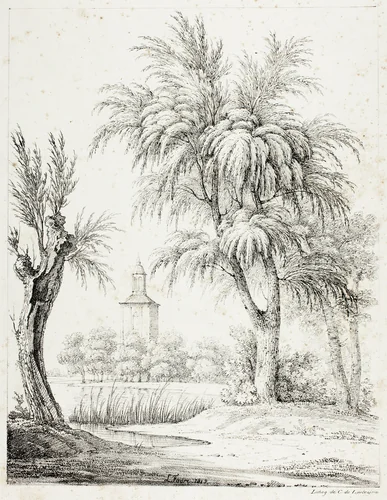 Landscape with Steeple by Louis Faure, print, 1817