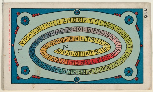 Puzzle Card Number 6, The "Ribbon" Puzzle, from the Jokes series (N118) issued by Duke Sons & Co. to promote Honest Long Cut Tobacco by W. Duke, Sons & Co., print, 1887-1891
