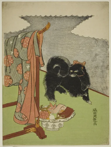 Black Dog by Isoda Koryusai, print, 1767-1785