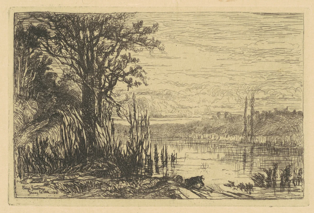 The Pond at Cernay-la-Ville by Eliza Pratt Greatorex, print, 1880