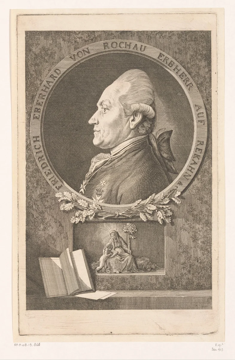 Portret van Friedrich Eberhard, Freiherr von Rochow by Daniel Nikolaus Chodowiecki, print, 1777