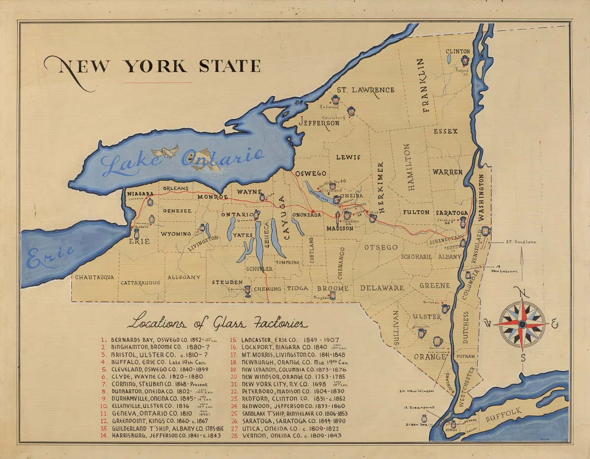 Map of New York State by American 20th Century, index of american design, 1935-1942