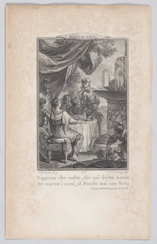 Canto 26, Stanza 39, from "Orlando Furioso" by Nicolas de Launay, print, 1774