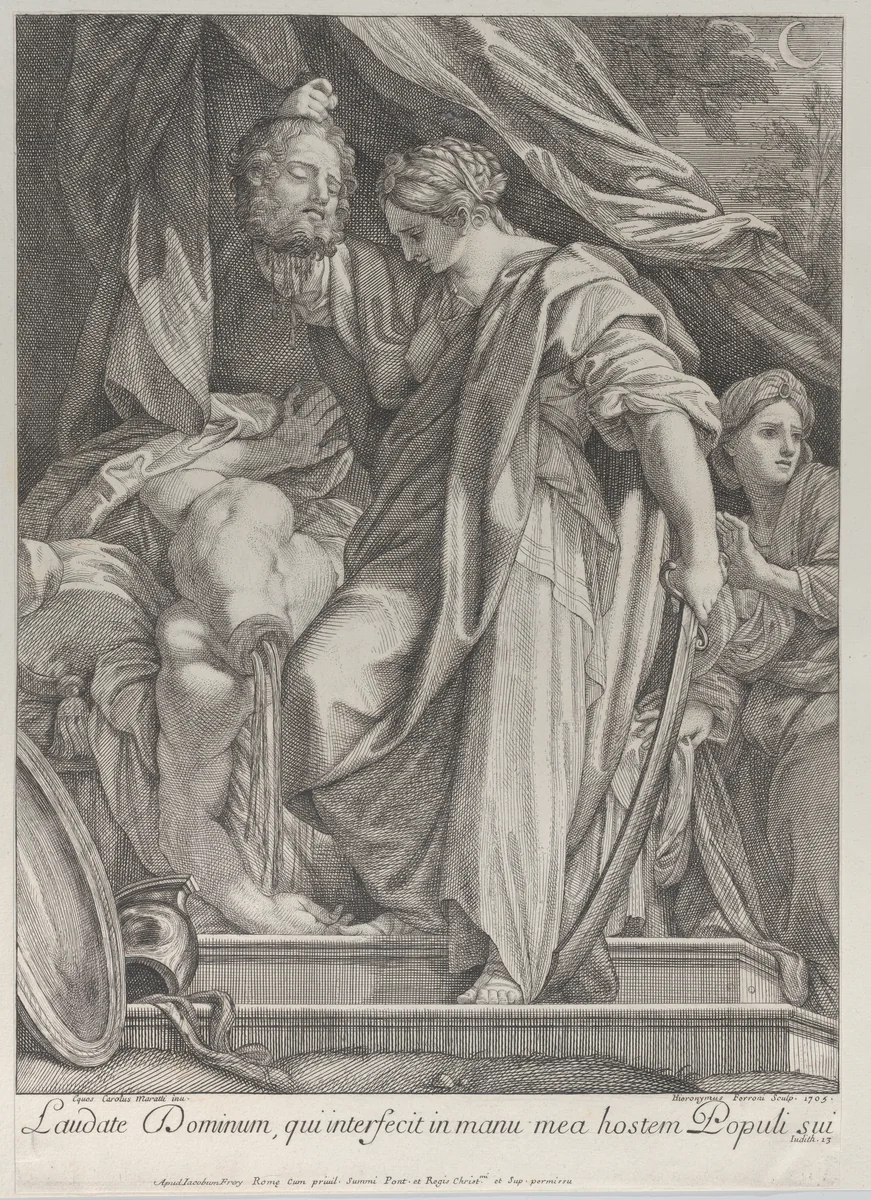 Judith slaying Holofernes by Hieronymus Ferroni, print, 1705
