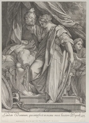 Judith slaying Holofernes by Hieronymus Ferroni, print, 1705