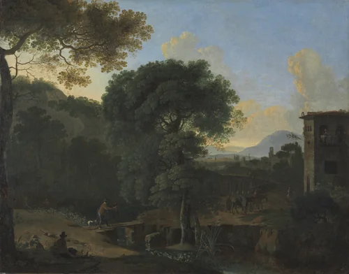 Landscape with Travelers by Herman van Swanevelt, painting, 1630-1639