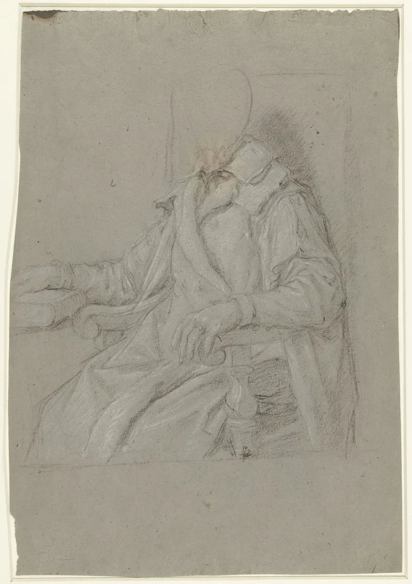 Ontwerp voor het portret van een zittende man by anonymous, drawing, 1600-1699