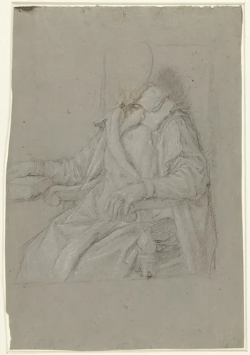 Ontwerp voor het portret van een zittende man by anonymous, drawing, 1600-1699