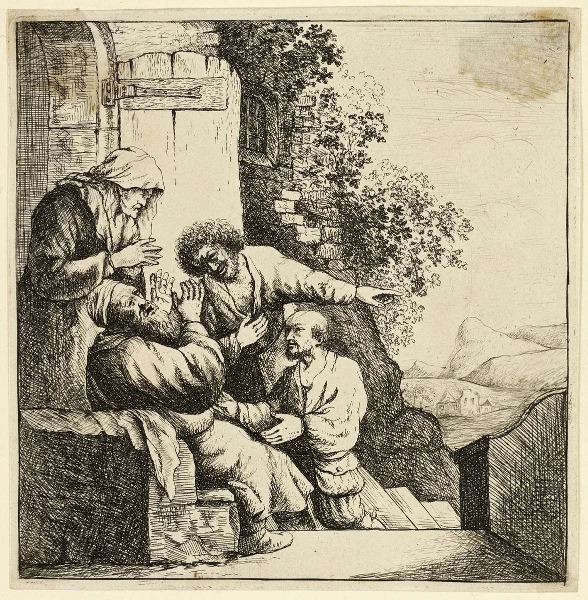 Joseph's Coat Brought to Jacob by Rembrandt van Rijn, print, 1763-1808