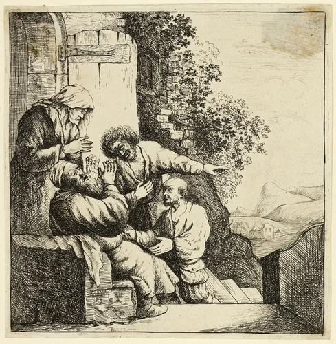 Joseph's Coat Brought to Jacob by Rembrandt van Rijn, print, 1763-1808