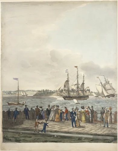 New York Harbor from the Battery by Thomas Thompson, print, 1829