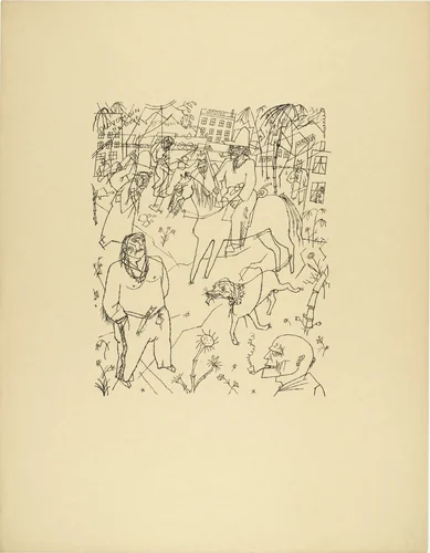 Texas Picture for My Friend Chingachgook (Texasbild für meinen Freund Chingachgook) from The First George Grosz Portfolio (Erste George Grosz-Mappe) by George Grosz, print, 1915