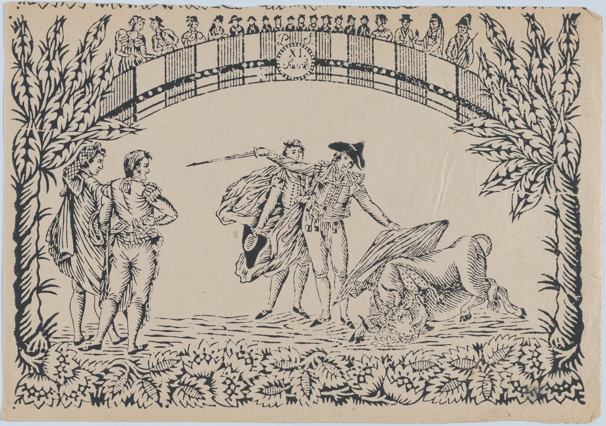 Suerte XI: The death of the bull by anonymous, print, 1845-1855