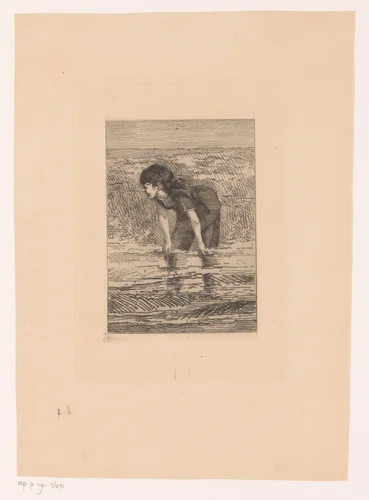 Meisje in de branding by Edmond Lambrichs, print, 1877