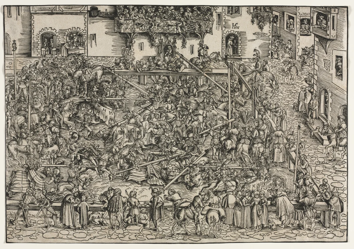A Tournament by Lucas Cranach, print, 1506