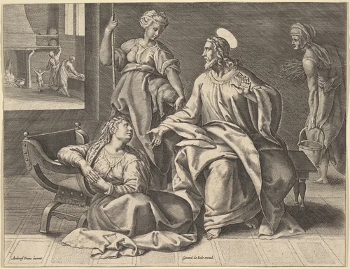 Christ in the House of Mary by Gerard de Jode, print, 1541-1591