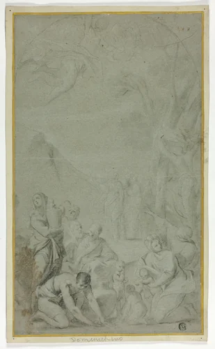 Israelites Gathering Manna by Francesco Monti, drawing, 1675-1750