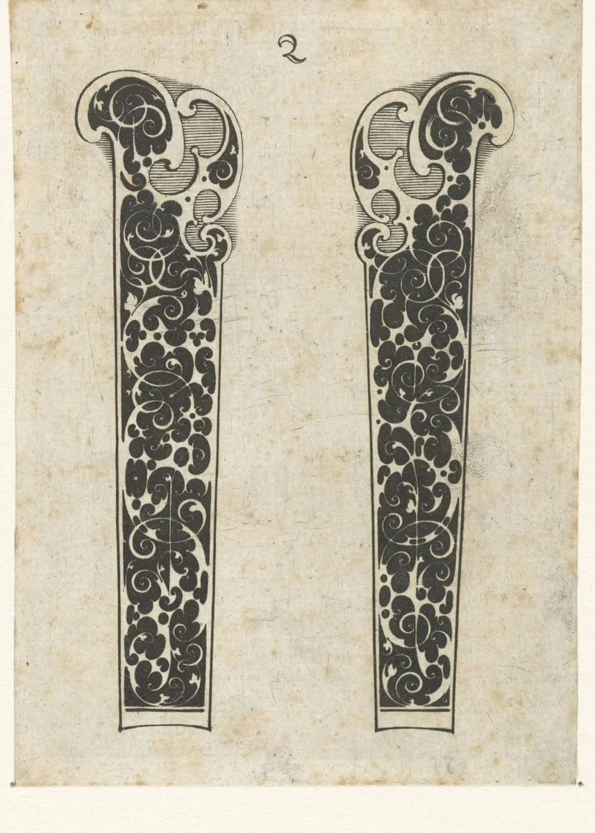 Twee messenheften by Michiel le Blon, print, 1597-1625
