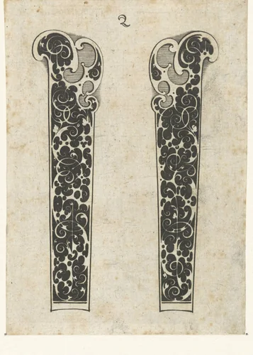 Twee messenheften by Michiel le Blon, print, 1597-1625