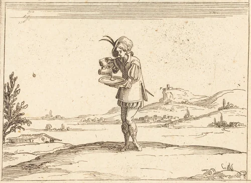 Man Washing a Pearl by Jacques Callot, print, 1592-1635