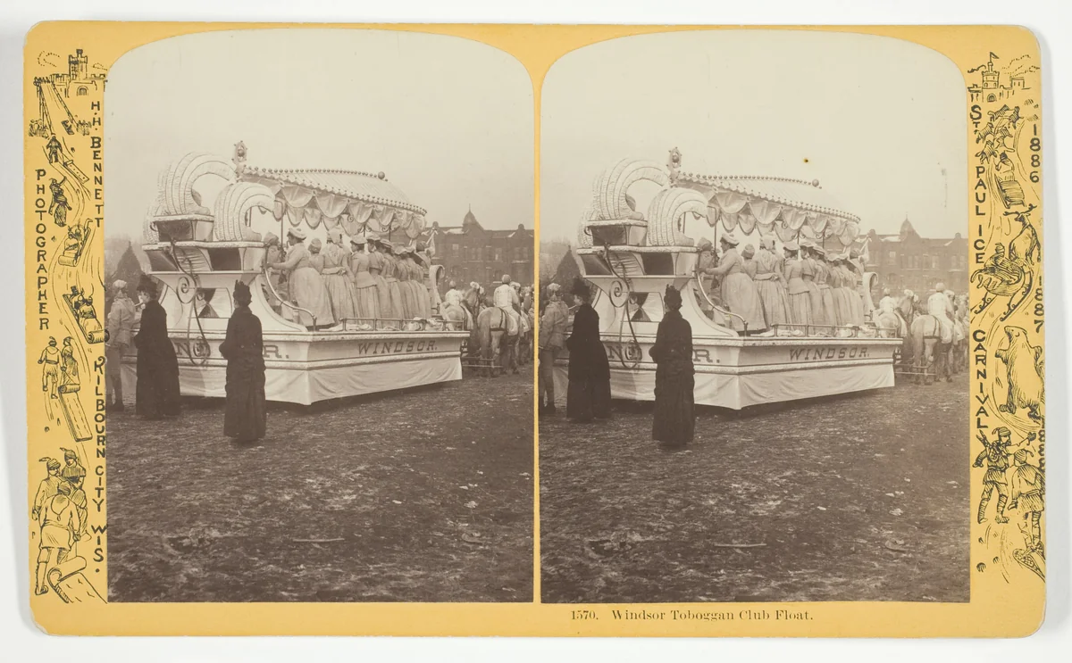 Windsor Toboggan Club Float, No. 1570 from the series "St. Paul Ice Carnival" by Henry Hamilton Bennett, photograph, 1868-1888