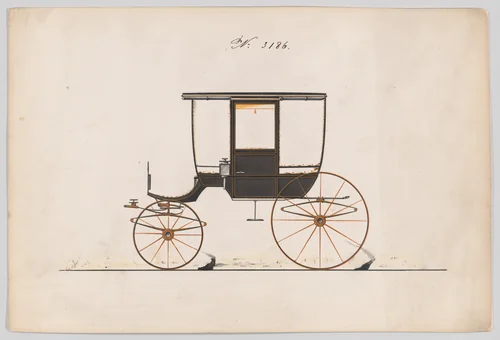 Design for 6 seat Rockaway, no. 3186 by Brewster & Co., drawing, 1876