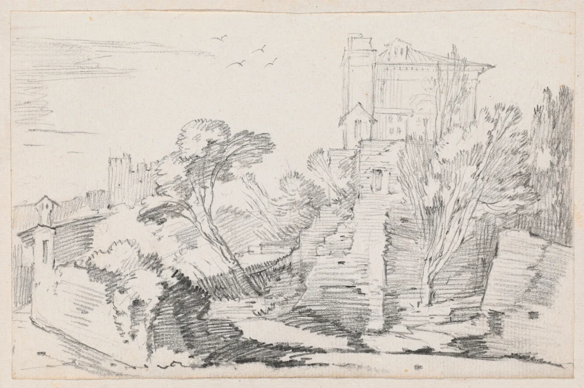 Casino Farnese on the Palatine Hill, Rome by Joseph-Marie Vien, drawing, 1744-1750