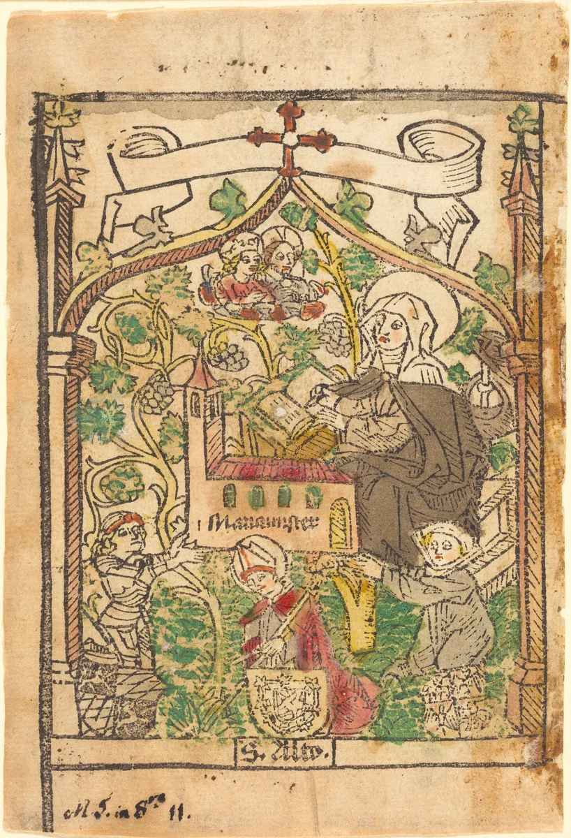 Saint Alto, Saint Bridget and the Founders of the Mariamunster by German 15th Century, print, 1500