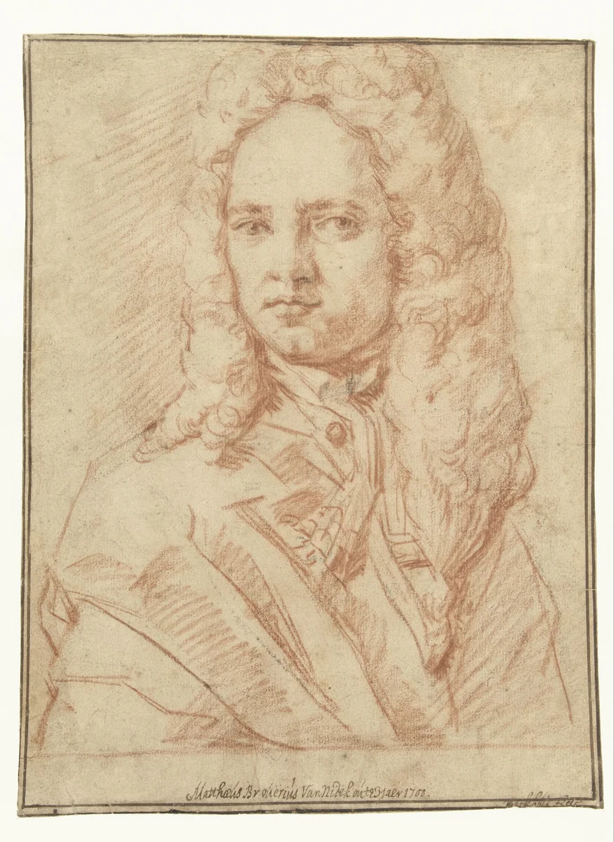 Portret van Mattheus Brouerius van Nidek by Frans Berkhuys, drawing, 1700