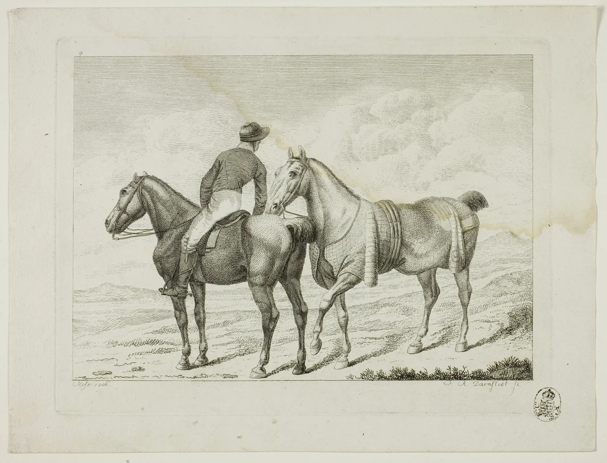 Riding School and Horses by Johann Adolph Darnstedt, print, 1806