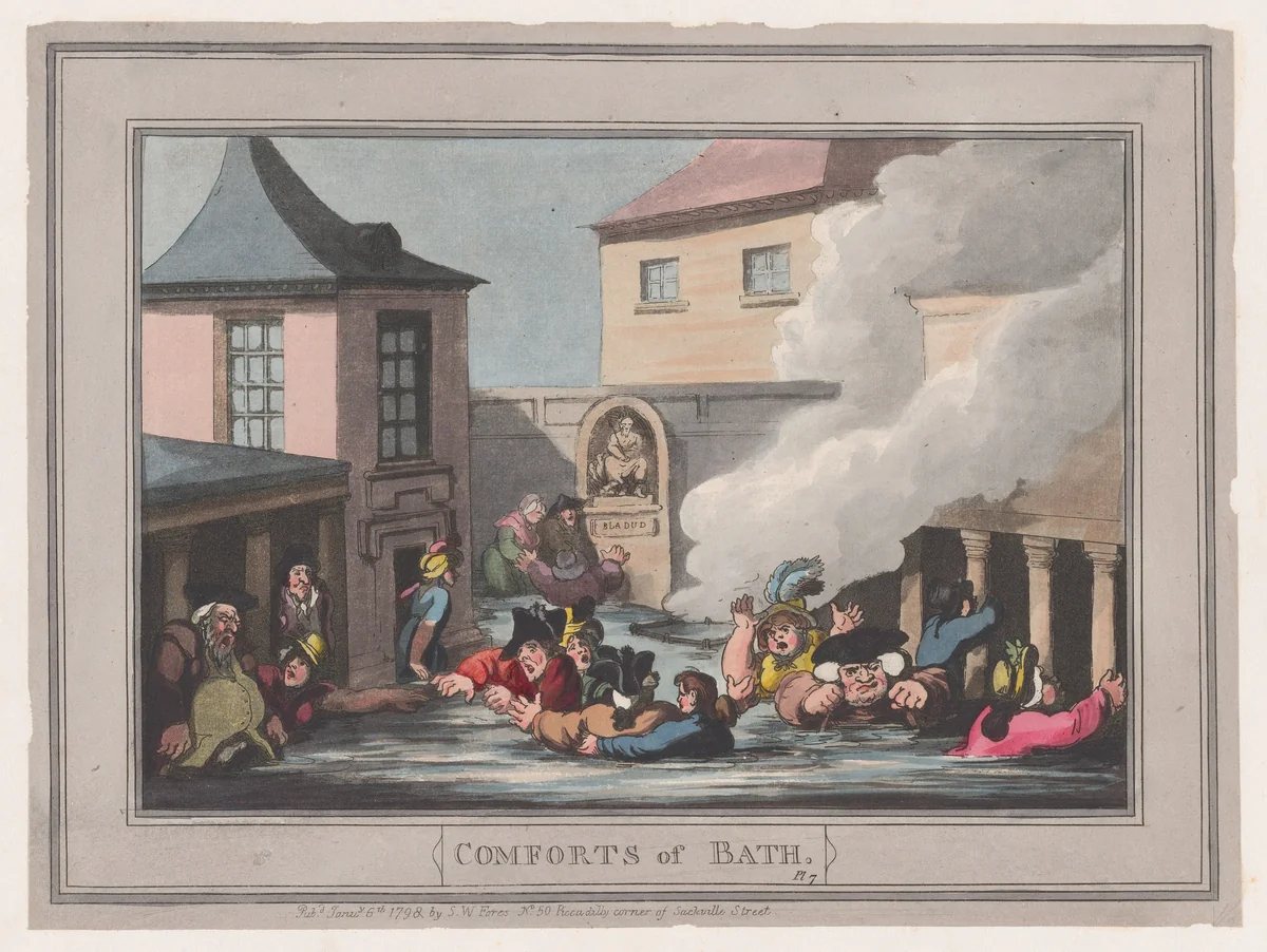 Comforts of Bath, Plate 7 by Thomas Rowlandson, print, 1798