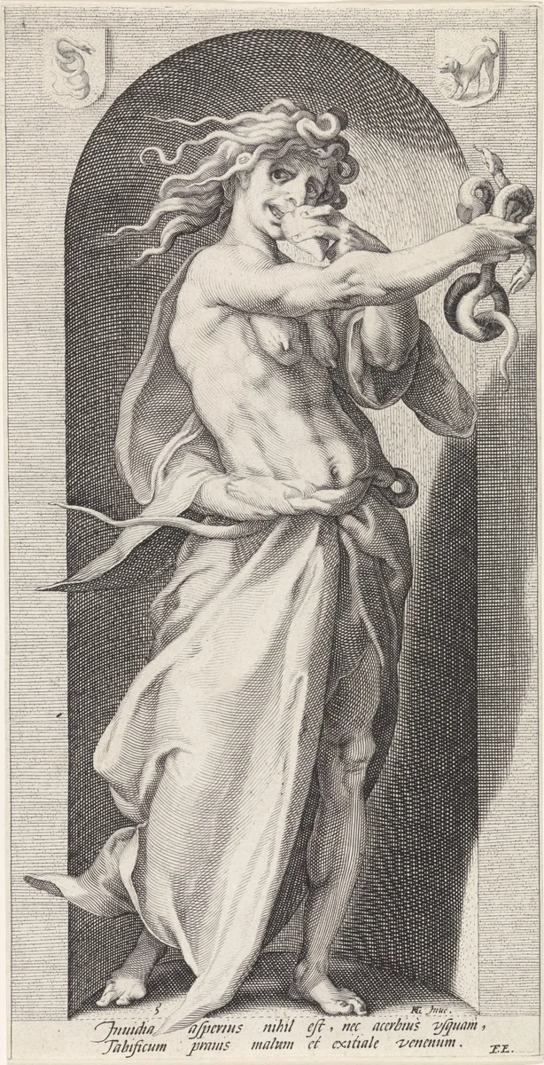 Afgunst (Invidia) by Jacob Matham, print, 1593