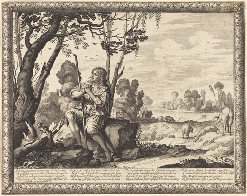 The Prodigal Son as a Swineherd by Abraham Bosse, print, 1602-1676