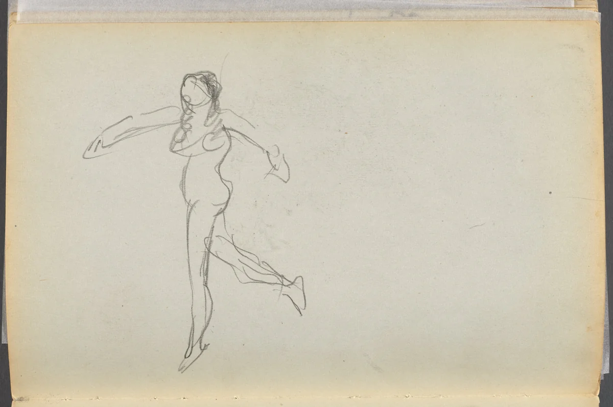 Sketchbook- The Granite Shore Hotel, Rockport, page 170: Female Nude by Maurice Prendergast, book, 1905-1910