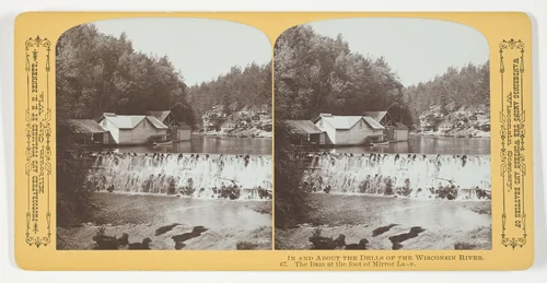The Dam at the foot of Mirror Lake, No. 67 from the series "In and About the Dells of the Wisconsin River" by Henry Hamilton Bennett, photograph, 1870-1908