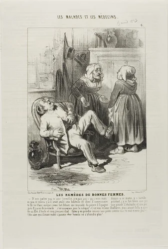 Old Womens' Remedies (plate 6) by Charles-Émile Jacque, print, 1843