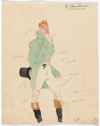 Costume design for the ballet Promenade by Forrest Thayer, drawing, 1936