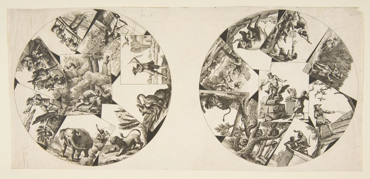 Designs for Plates Taken from Oudry's Illustrations to La Fontaine's Fables by Jean-Baptiste Oudry, print, 1755-1790