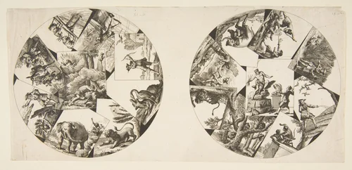 Designs for Plates Taken from Oudry's Illustrations to La Fontaine's Fables by Jean-Baptiste Oudry, print, 1755-1790