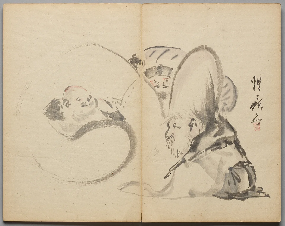 Gods of Good Fortune from Sketch Album by Kawanabe Kyōsai (河鍋暁斎), book, 1855-1889