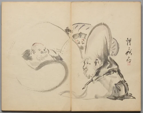 Gods of Good Fortune from Sketch Album by Kawanabe Kyōsai (河鍋暁斎), book, 1855-1889