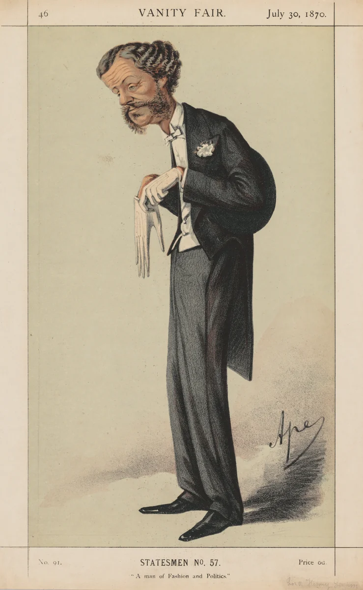 Vanity Fair: Statesman, No. 57 "A man of Fashion and Politics" by Carlo, print, 1870