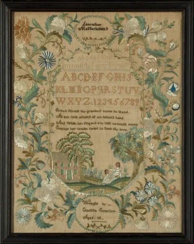 Sampler by Clarissa Emerson, textile, 1822-1823